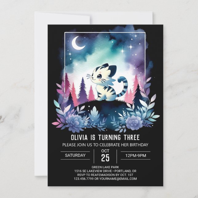 Dreamy Jungle Tiger Birthday Invitation (Front)