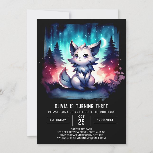 Dreamy Kids Wolf Birthday Invitation (Front)