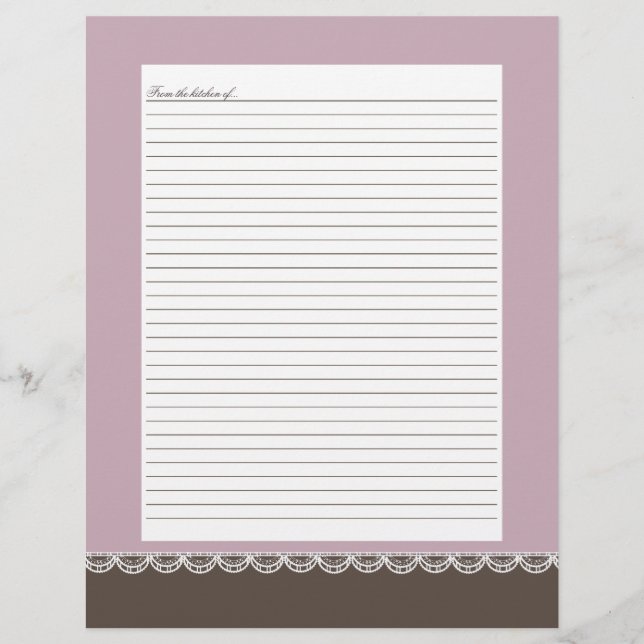 Dreamy Kitchen Cookbook Recipe Pages | Purple (Front)