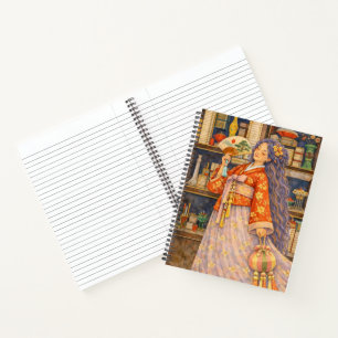 Dreamy Korean Hanbok Girl with Fan & Norigae Notebook