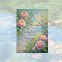 Dreamy Lakeside Garden wedding save the date