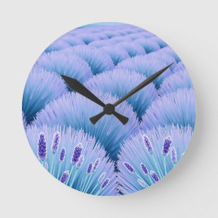 Dreamy Lavender Fields Aesthetic Purple Blue Round Clock