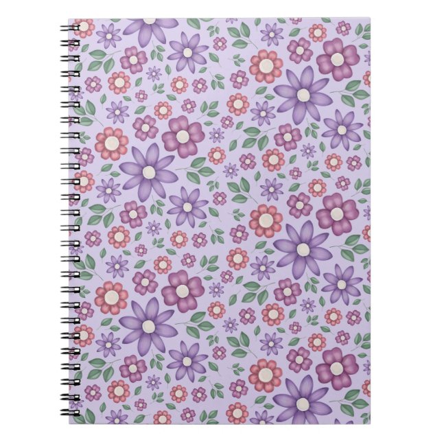 dreamy lavender pastel floral pattern notebook (Front)