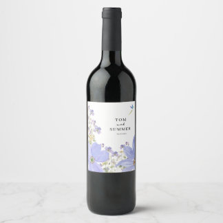 Dreamy Lilac Wedding Wine Label