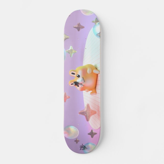 Dreamy little bear, bubbles, and stars- yoga mat skateboard (Front)