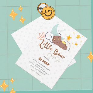 Dreamy Little Bear Cloud and Star Baby Shower Invitation