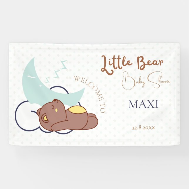 Dreamy Little Bear Cloud Baby Shower Welcome Banner (Horizontal)