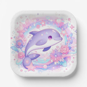Dreamy Little Dolphin Baby Shower Paper Plate