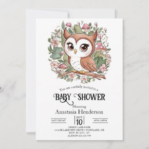 Dreamy Little Owl Baby Shower Invitation
