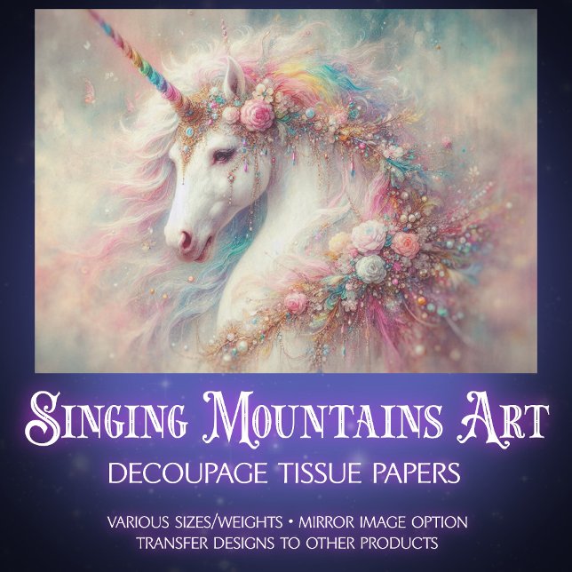 Dreamy Magic Unicorn Rainbow Hair Decoupage  Tissue Paper (Creator Uploaded)