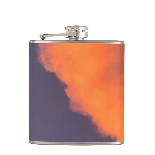 Dreamy, magical clouds  in dreamy, magical colours hip flask (Front)