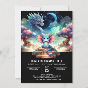Dreamy Magical Dragon Birthday Invitation
