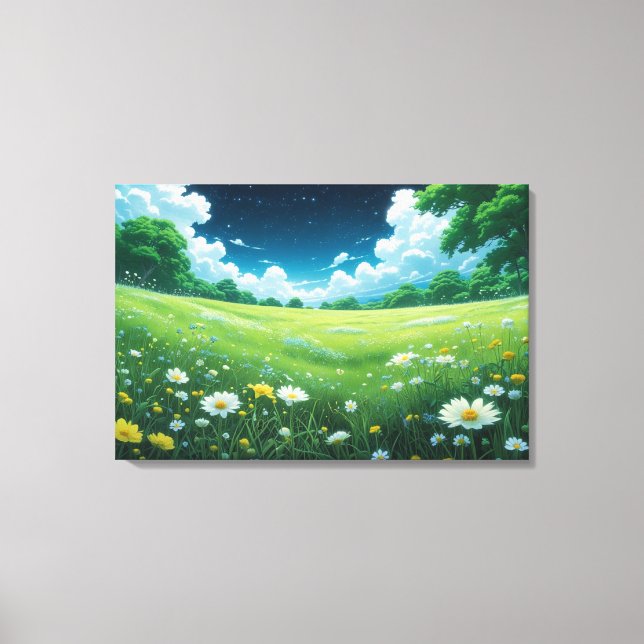 Dreamy Meadow Skies Canvas Print (Front)