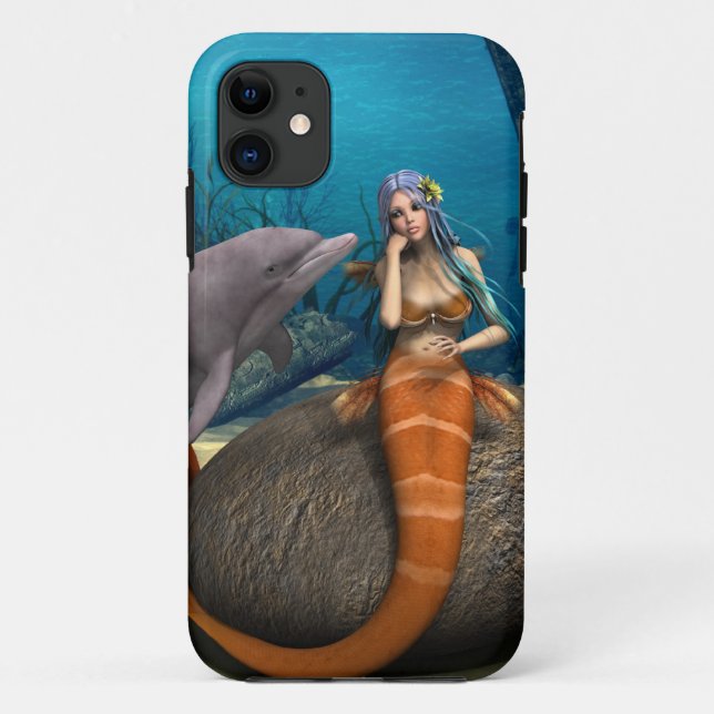 Dreamy Mermaid Dolphin Underwater Fantasy Art Case-Mate iPhone Case (Back)