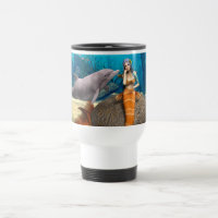 Dreamy Mermaid Dolphin Underwater Fantasy Art