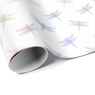 Dreamy Mint Aqua Purple Pink Dragonflies Wrapping Paper