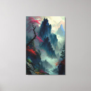Dreamy Misty Mountain Landscape Canvas Print