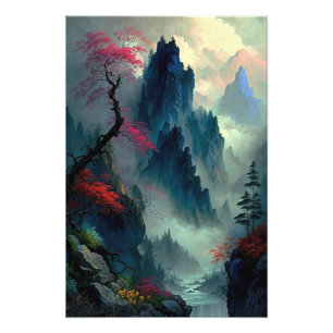 Dreamy Misty Mountain Landscape Photo Enlargement