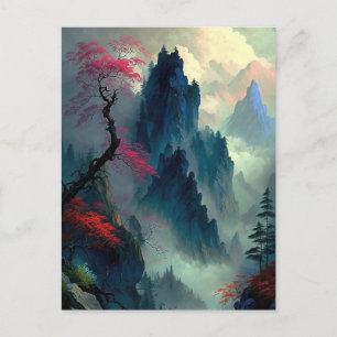 Dreamy Misty Mountain Landscape Postcard