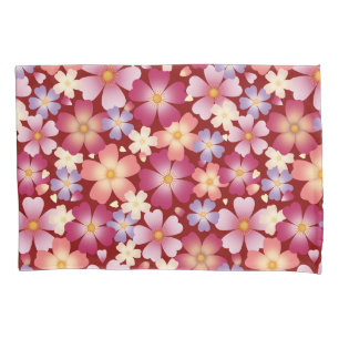 Dreamy Mixed Blossoms (Red) Floral Pillowcase