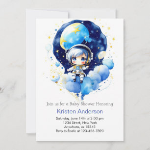 Dreamy Moon and Stars Adventure Boy Baby Shower Invitation