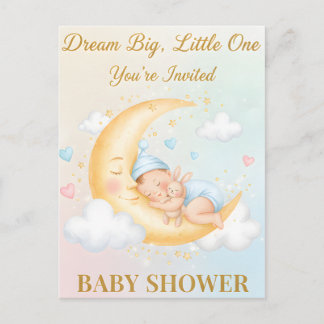 Dreamy Moon Baby Shower Invitation - Sleeping Baby