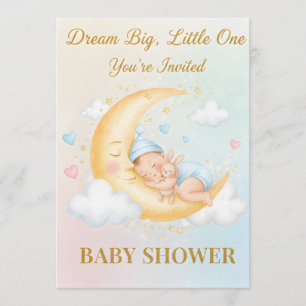 Dreamy Moon Baby Shower Invitation - Sleeping Baby