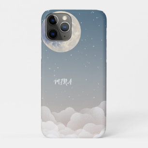 Dreamy Moon & Clouds Blue Sky Design iPhone 11 Pro Case