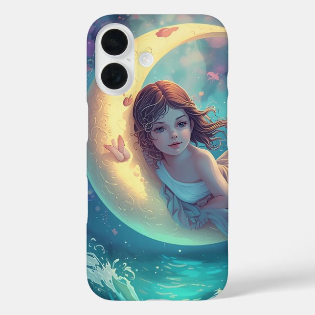 Dreamy Moon Girl iPhone Case Design | Cute Baby Mo (Back)