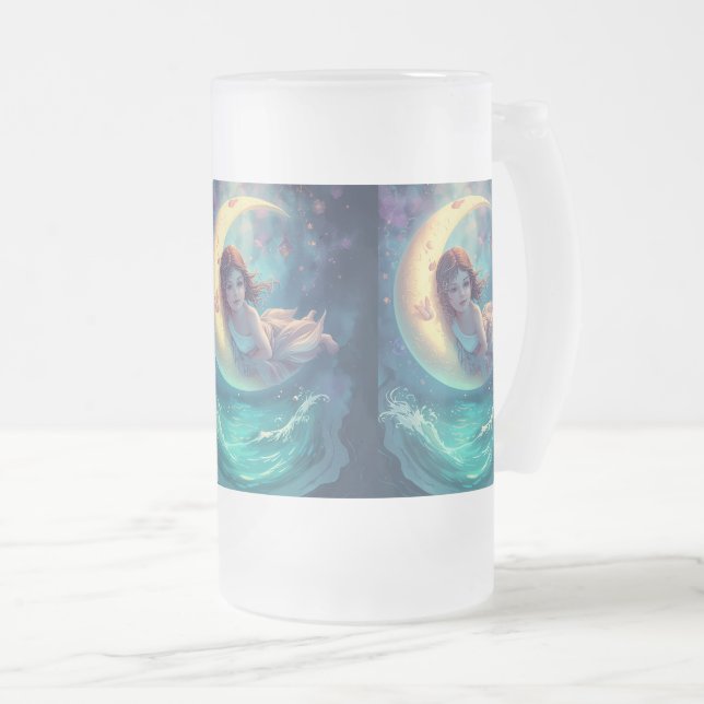 Dreamy Moon Girl Mug Design | Cute Baby Moon Art | (Front Right)