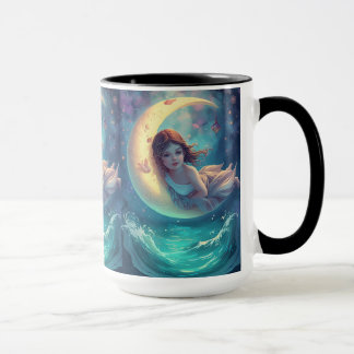 Dreamy Moon Girl Mug Design | Cute Baby Moon Art |