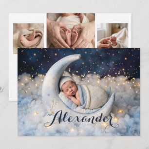 Dreamy Moon & Stars Baby Birth Announcement
