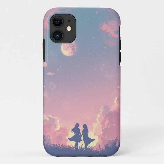 Dreamy Moonlit Friendship Mobile Case (Back)