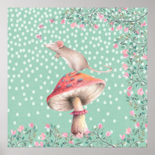 Dreamy mouse- Watercolor Illustration Poster