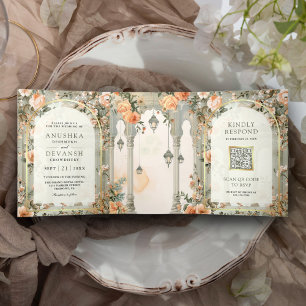 Dreamy Mughal Palace All in One Indian Wedding Tri-Fold Invitation