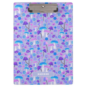 Dreamy Mushrooms & Flowers Purple Turquoise Clipboard