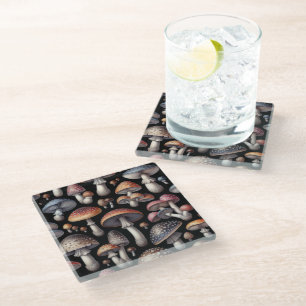 Dreamy Mushrooms Glass Coaster