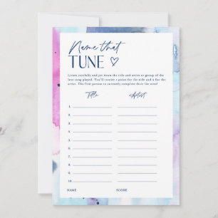 Dreamy Name the Tune Bridal Shower Songs Game Card