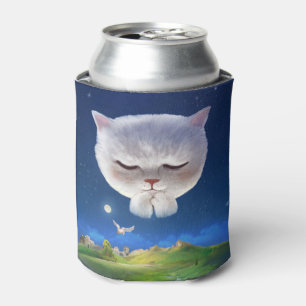 Dreamy Night Sky with Cat Can Cooler