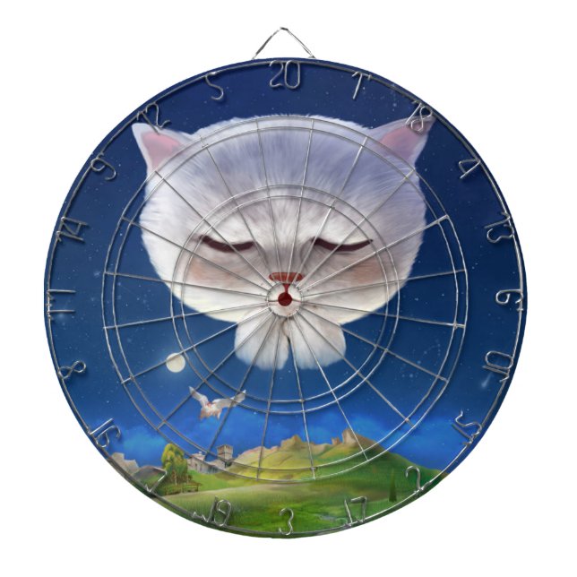 Dreamy Night Sky with Cat Dartboard (Front)