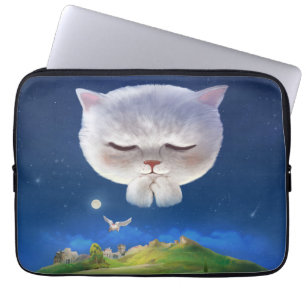 Dreamy Night Sky with Cat Laptop Sleeve