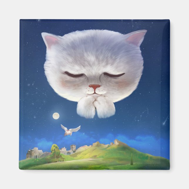 Dreamy Night Sky with Cat Magnet (Front)