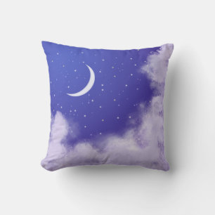 Dreamy Night Sky with Crescent Moon Cushion