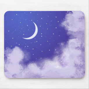 Dreamy Night Sky with Crescent Moon Mouse Mat
