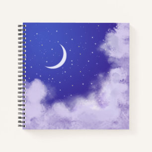Dreamy Night Sky with Crescent Moon Notebook