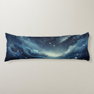 Dreamy Night Sky - With Sparkles and Silver Swirls Body Cushion