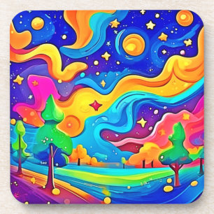 Dreamy Night: Starry Landscape Coaster