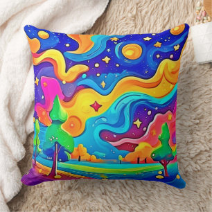 Dreamy Night: Starry Landscape Cushion