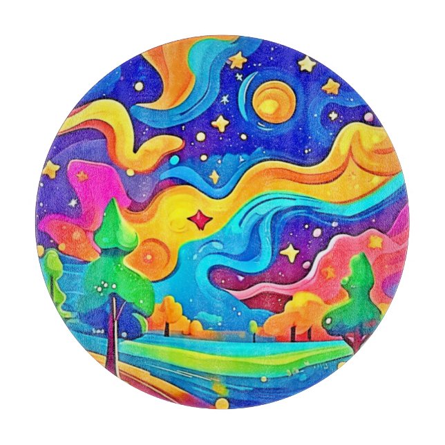 Dreamy Night: Starry Landscape Cutting Board (Front)