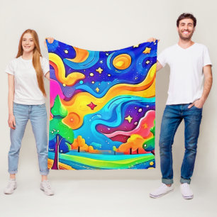 Dreamy Night: Starry Landscape Fleece Blanket